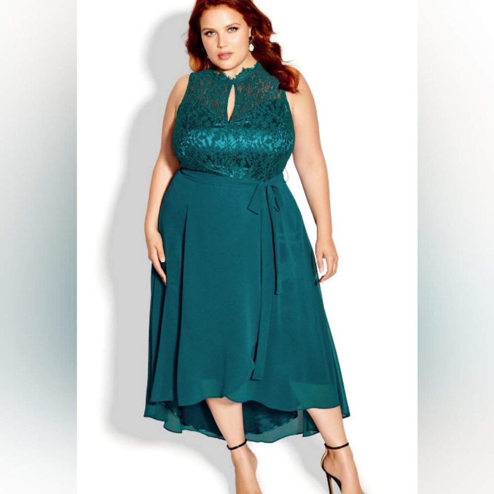 - City chic Hi lo Lover dress. teal size 16W. New in package